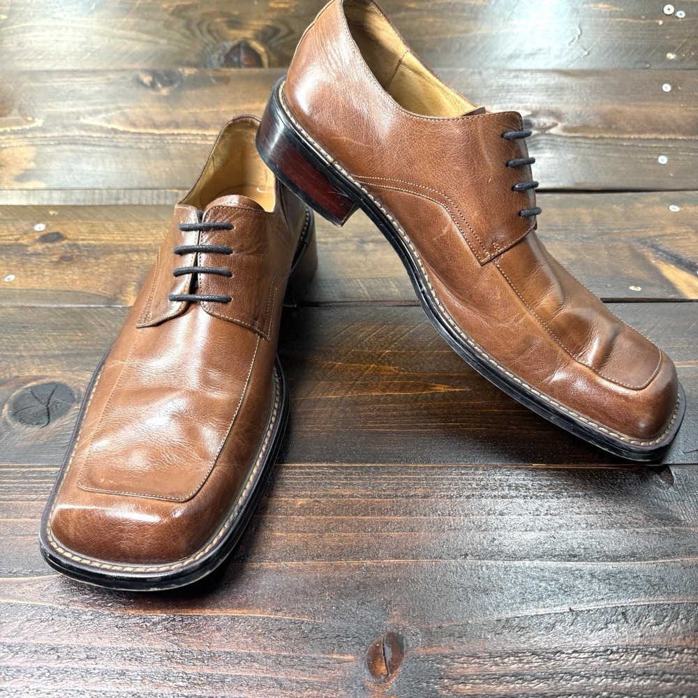 Borgesi Beverly Hills Italian Hand Made Leather Square Toe Oxford Mens 44/10.5 - Picture 5 of 14